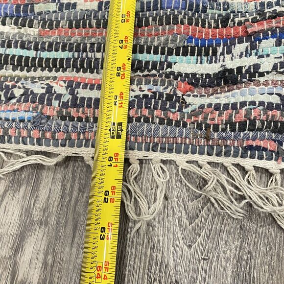 Boho Rag Colorful Rug Chindi Multi Color Rag Rug Living Room Rug Runner 42x61 - Picture 4 of 4